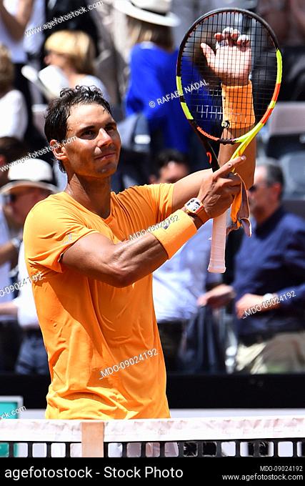 Spanish tennis player Rafael Nadal during the Internazionali d'Italia tennis at Foro Italico. Rome (Italy), May 18th, 2018