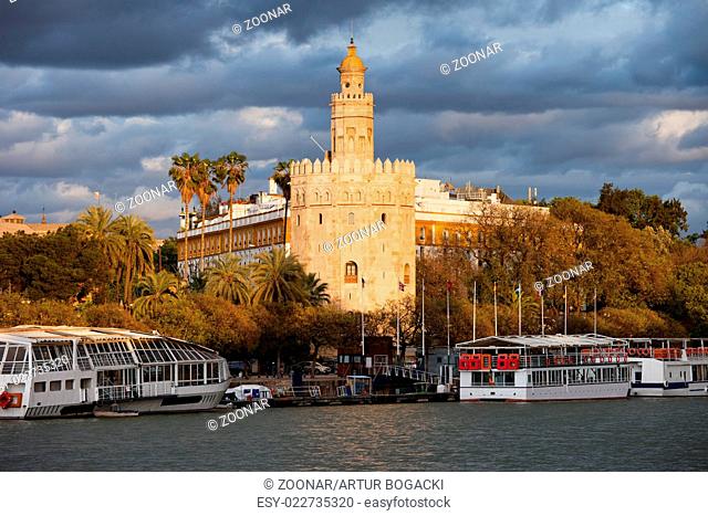 Gold Tower of Seville at Sunset