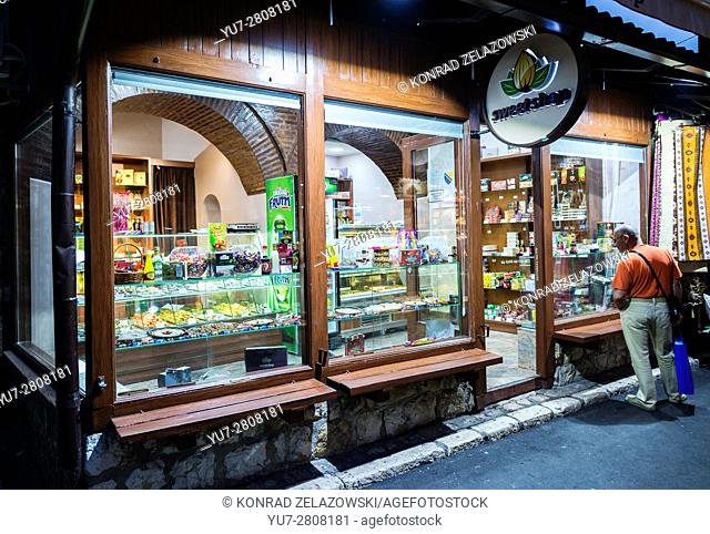 Sweet shop on Bascarsija historical district in Sarajevo, Bosnia and Herzegovina