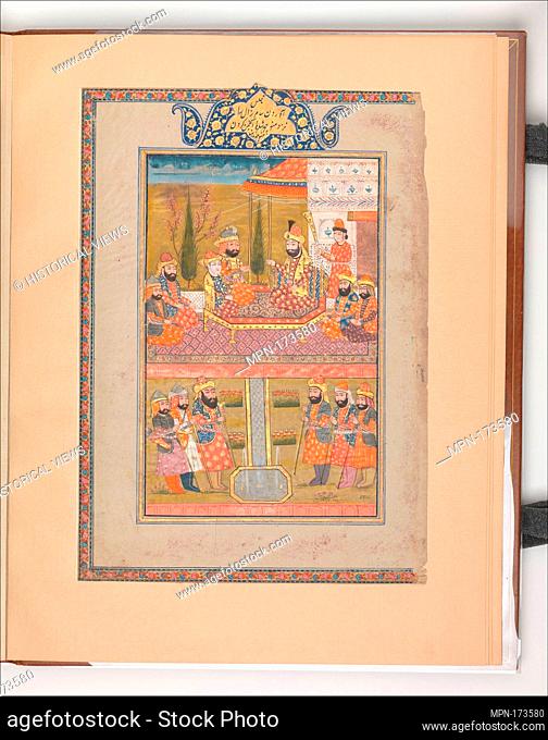 Sam and Zal before Manuchihr, Folio from a Shahnama (Book of Kings). Author: Abu'l Qasim Firdausi (935-1020); Object Name: Folio from an illustrated manuscript;...