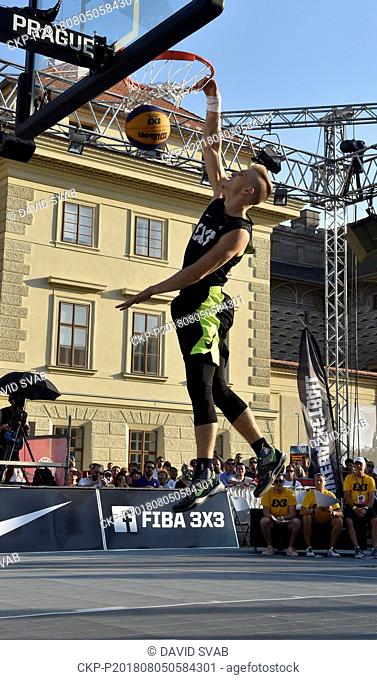 Best Dunker PIOTR GRABOWSKI of Poland in action during the Prague Masters tournament of FIBA 3x3 World Tour, in Prague, Czech Republic, on Saturday, August 5