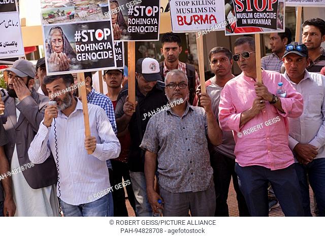 Members of Pacistan Union in Greece, protest in front of Consulate General of Myanmar, demanding stop of diplomatic relations between Greece and Burma