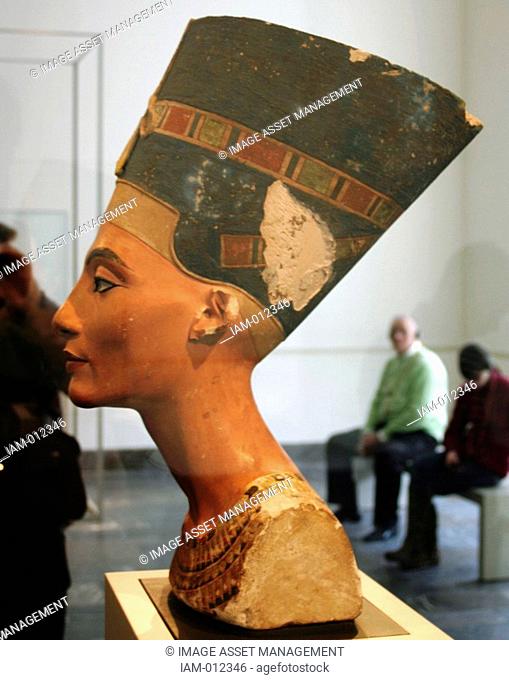 Nefertiti 14th century BC queen-consort of Pharaoh Akenaton. Portrait bust in the Egyptian Museum in the Altes Museum Berlin
