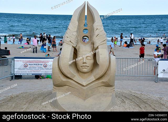 Sand sculptures at Revere Beach 2019 International Sand Sculpting Festival in Massachusetts USA