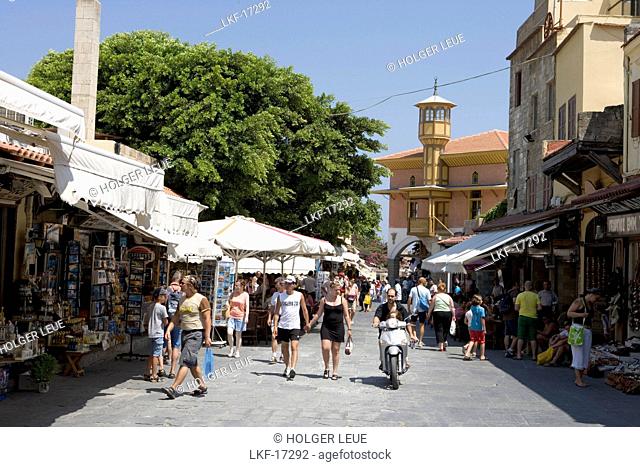 Shopping Street with Souvenir Shops, Old Town, Rhodes, Dodecanese Islands, Greece