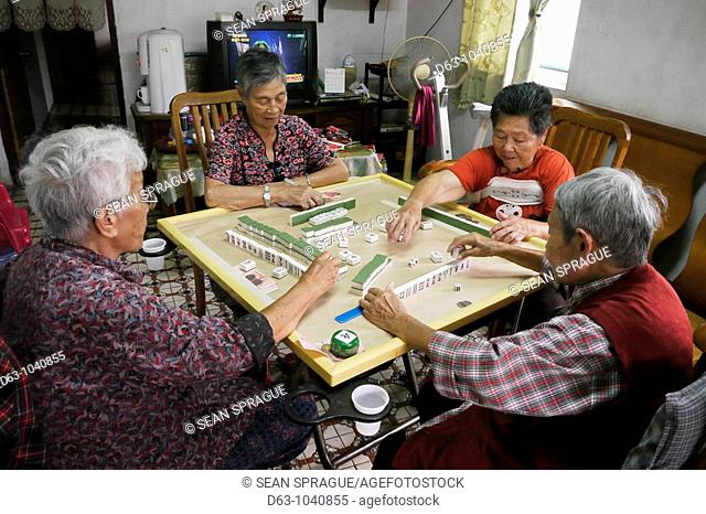 Old women playing ma-jong, Taiwan
