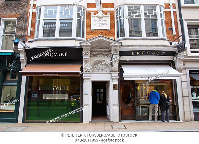 Jewellery shop Old Bond street Mayfair central London England Britain UK Europe