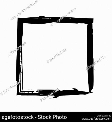 Square frame brush vector grunge paint watercolour ink. Vector old frame. Art frame background. Rectangular outline line black frame