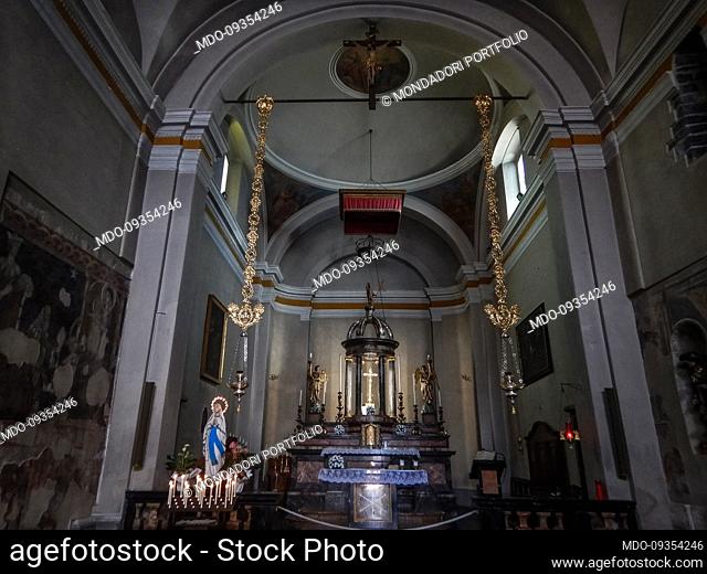 The church of San Tommaso di Canterbury in Corenno Plinio known as the town of a thousand steps. Dervio (Italy), August 25th, 2022