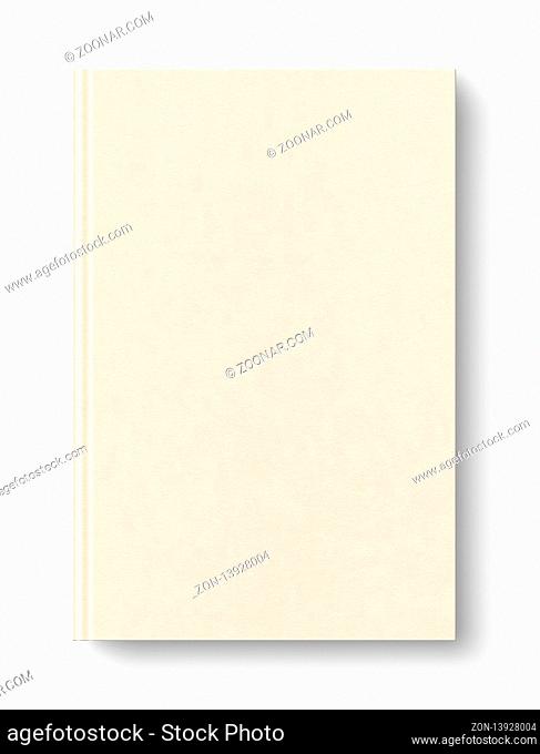 Closed beige blank book mockup, isolated on white