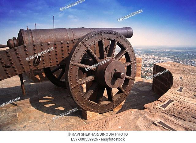 Cannon in Mehrangarh Fort , Jodhpur , Rajasthan , India