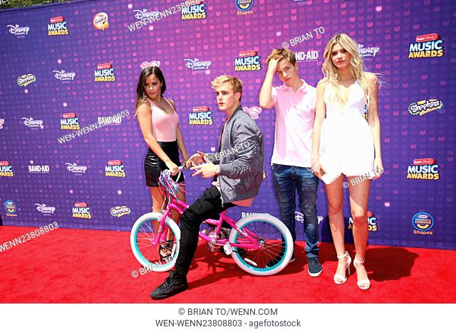 Celebrities attend 2016 Radio Disney Music Awards at Microsoft Theater. Featuring: Jake Paul, Alissa Violet Where: Hollywood, California