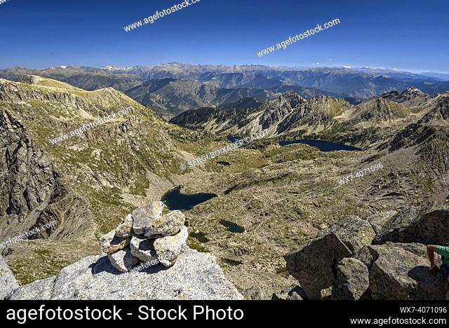 Views from the Pic de Peguera summit (Aigüestortes i Estany de Sant Maurici National Park, Catalonia, Spain, Pyrenees)
