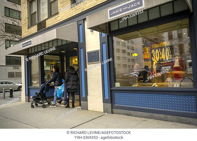 Customers at the Janie and Jack store in the Upper East Side neighborhood of New York on Sunday, March 3, 2019. Gap Inc. is buying the Janie and Jack children's...