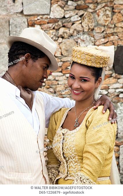 Dominican Republic, La Romana, Altos de Chavon, Dominican dancing couple in costume, R, MR-DRE-09-04, MR-DRE-09-05