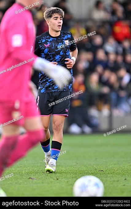Jose Ignacio (8) of Sevilla pictured during the Uefa Youth League matchday 6 game in group B in the 2023-2024 season between the youth teams Under-19 of Racing...