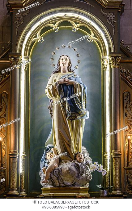escultura de la virgen inmaculada, Iglesia de la Inmaculada Concepción, siglo XIX, Sant Matgi, Palma, Mallorca, balearic islands, Spain