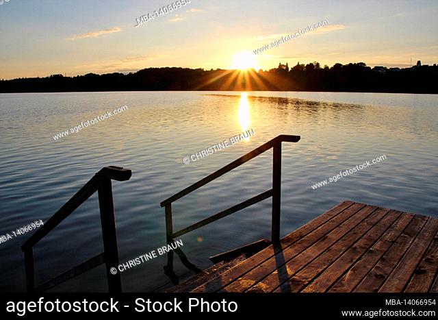 gorgeous sunset on lake starnberg, steg, upper bavaria, bavaria, germany