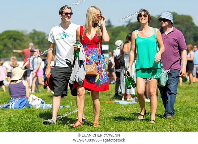 Musicians and revellers attend BBC Biggest Weekend in Perth as concerts are played across the country. Revellers enjoy 22 degree heat