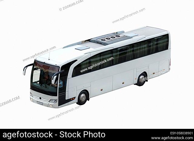 passenger bus isolated on white background (all logos, inscriptions and markings removed)