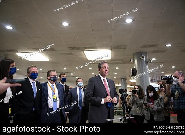 Bruce Castor, defense lawyer for former President Donald J. Trump offers remarks to reporters after the U.S. Senate voted 57-43 to acquit former President...