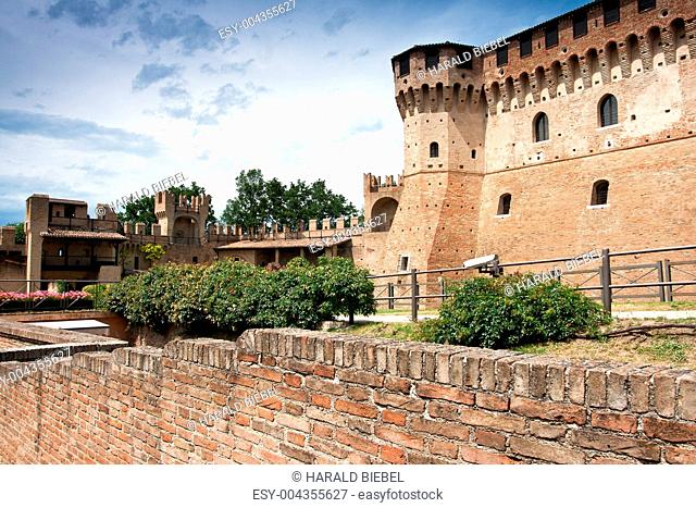 Teilansicht der Burg Gradara, Marken, Italien