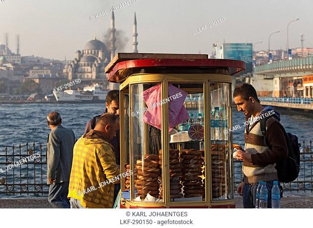 street vendor, sesame bread, waterfront, Istanbul, Turkey