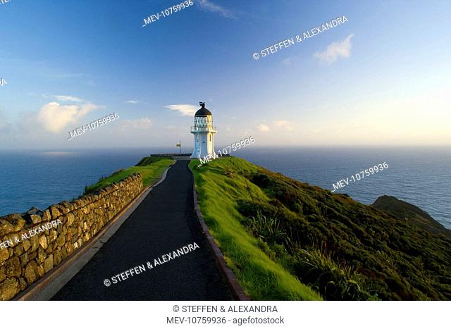 Cape Reinga - northernmost tip of New Zealand with Cape Reinga Lighthouse in early morning light