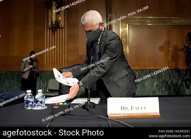 Dr. Anthony Fauci, director of the National Institute of Allergy and Infectious Diseases, is seen before a Senate Health, Education