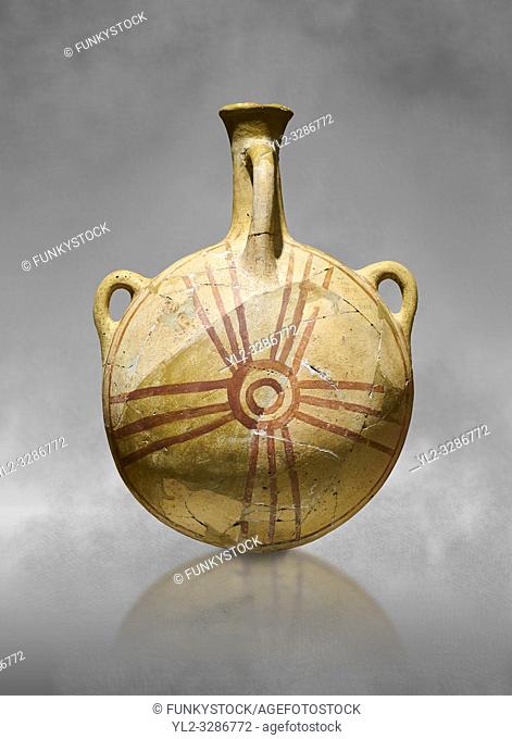 Bronze Age Anatolian decorated terra cotta water flask - Kültepe Kanesh - Museum of Anatolian Civilisations, Ankara, Turkey