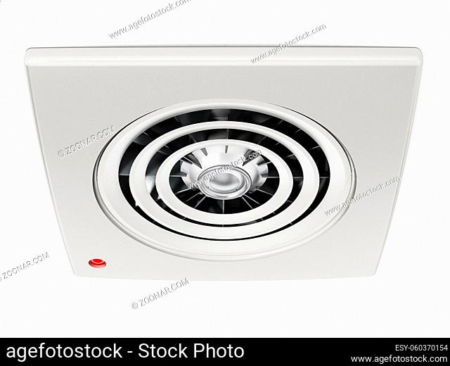 Drop grid ceiling fan isolated on white background. 3D illustration