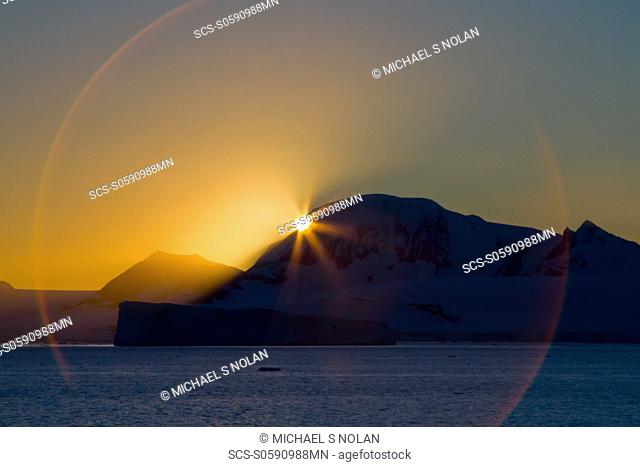 Sunset in the Weddell Sea, on the eastern side of the Antarctic Peninsula MORE INFO The Weddell Sea is often blocked to ship navigation due to ice conditions In...