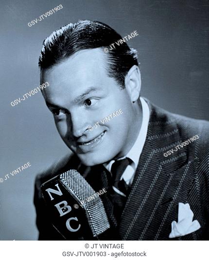 Bob Hope on-set of his Radio Program, The Pepsodent Show Starring Bob Hope, NBC, 1940