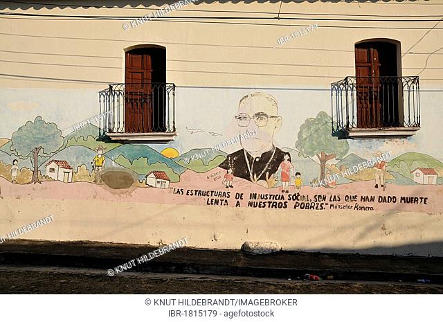 Mural with Monsignor Romero, Suchitoto, El Salvador, Central America