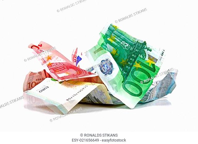 crumpled euro money