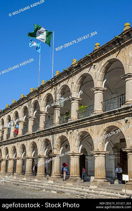 The city hall on the main square in Antigua Guatemala, Guatemala