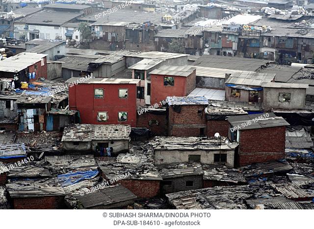 Aerial view of Slums Dharavi at Mumbai India