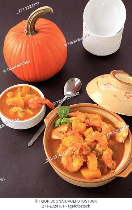 Prawn pumpkin curry,