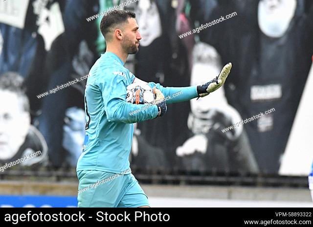 Rwdm's goalkeeper Theo Defourny pictured in action during a soccer match between Lierse Kempenzonen and RWDM Molenbeek, Sunday 29 January 2023 in Lier