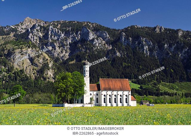 Pilgrimage church of St. Coloman, Schwangau near Fuessen, Bavarian Alps, Allgaeu, Upper Bavaria, Bavaria, Germany, Europe