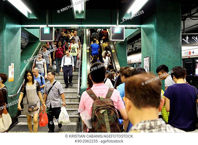 People at a MTR station, Hong Kong, China, East Asia