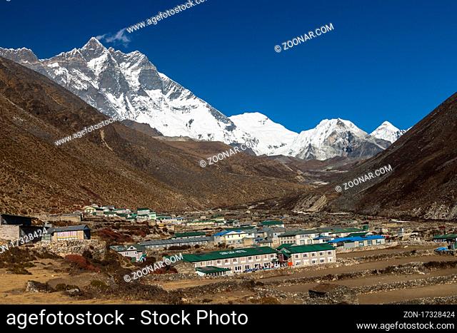 Dingboche in the Imja Khola Valley of the Everest Region. The settlement, where many trekkers stop for a night on their way to the Everest Base Camp