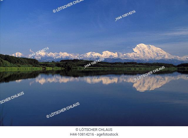 Mount McKinley, Alaska, Range, reflection, lake, Denali national park, Alaska, USA, America, North America