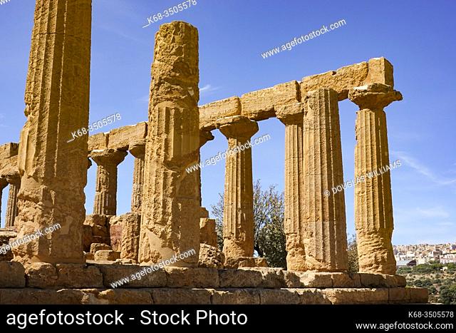 The Temple of Hera Lacinia, in the Valle dei Templi at Agrigento, Sicily, Italy