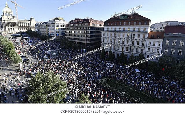 Thousands of protestors attend Prague's Wenceslas Square demonstration against Andrej Babis's government depending on Communist support and headed by prosecuted...
