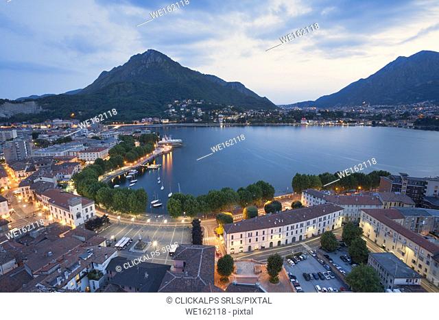 Panoramic view from the bell tower, Lecco province, Lombardy, North italy, Italy