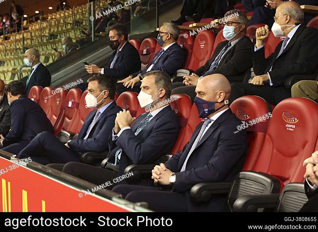King Felipe VI of Spain, Pedro Sanchez, Prime Minister attends the King's Cup 2021 between Athletic Club de Bilbao and F.C