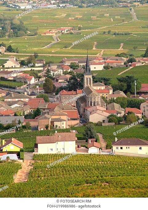 France, Soane et Loire, Europe, Beaujolais Region, village, vineyards, wine producing region