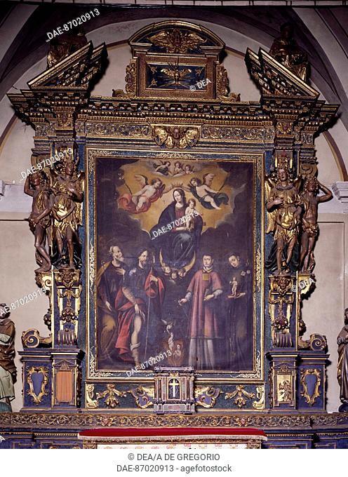 Wooden altar, San Lorenzo parish church, Antronapiana, Antrona Schieranco. Italy, 17th century