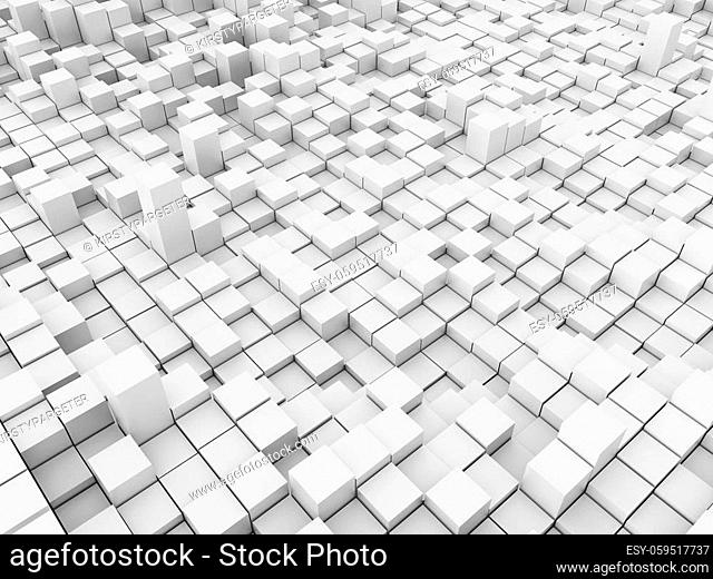 3D render of an abstract landscape with extruding blocks